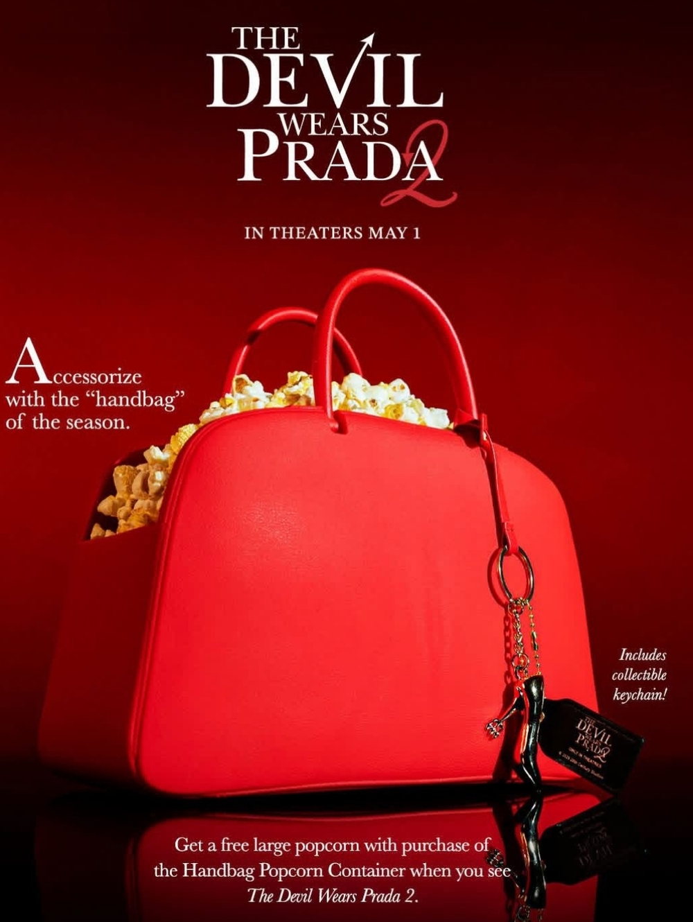 The Devil Wears Prada 2 Handbag Popcorn Bucket Purse Red AUTHENTIC BRAND NEW - Picture 3 of 3
